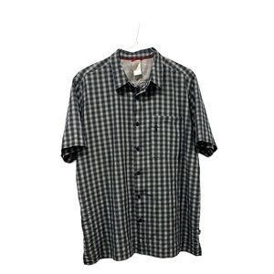 The North Face Shirt Mens Sz XL/TG Blue Plaid Short Sleeve Button‎ Up Pocket Zip
